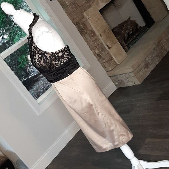 Max & Cleo New Open Back Zip Side Lined Lace Bodice Dress - Picture 3 of 15